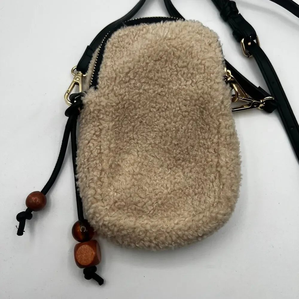 Accessorize Off White Sherpa Small Crossbody Bag